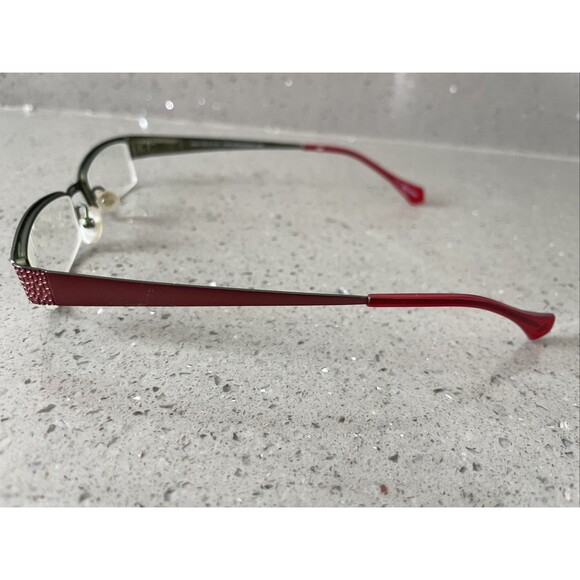SMART CLIP Eyeglasses Frames ONLY 300 47-19-140 Burgundy/Lime Half Rim red - Picture 3 of 13